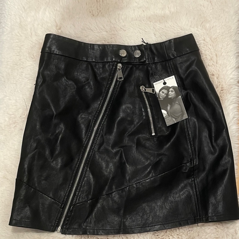Kendal + Kylie Black Leather Skirt
